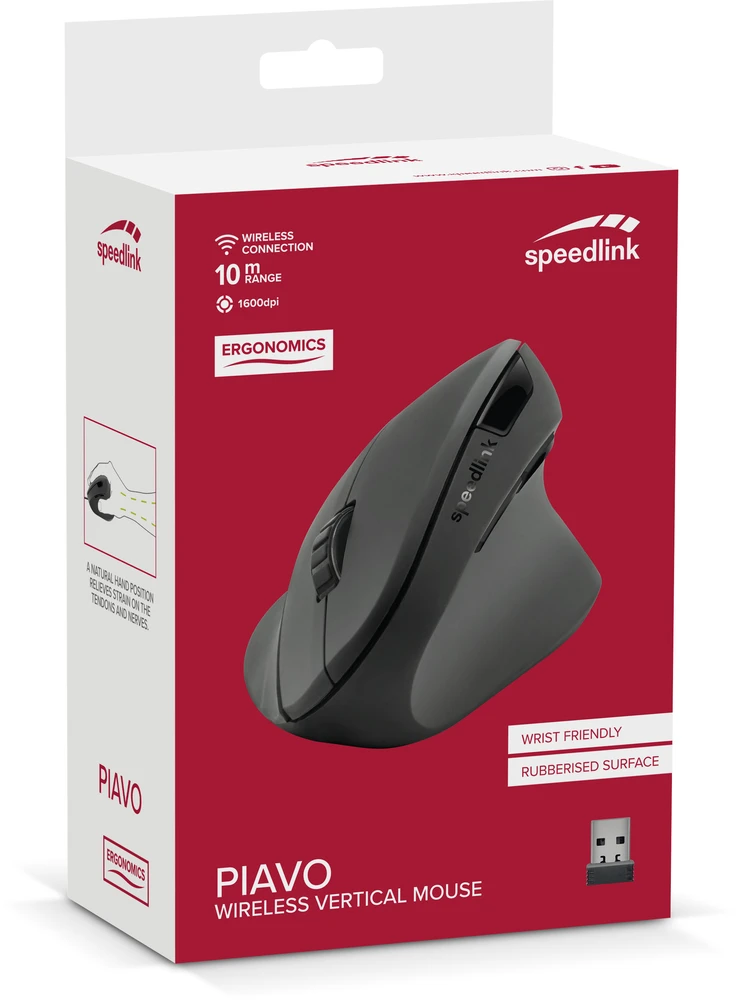 Belaidė Pelė - Speedlink Piavo Vertikali Belaidė SL-630019-RRBK 800/1 200/1 600 DPI Juoda