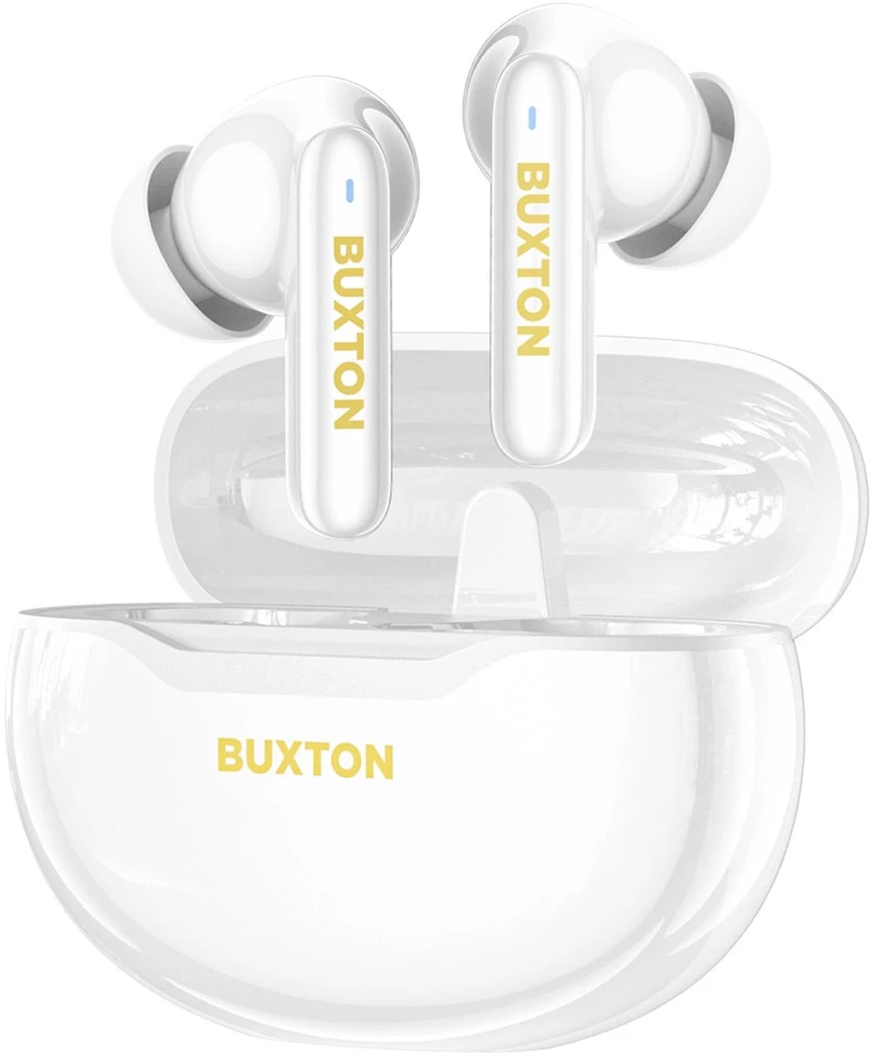 Buxton BTW 7200 baltos ausinės su atviru įkrovimo dėklu