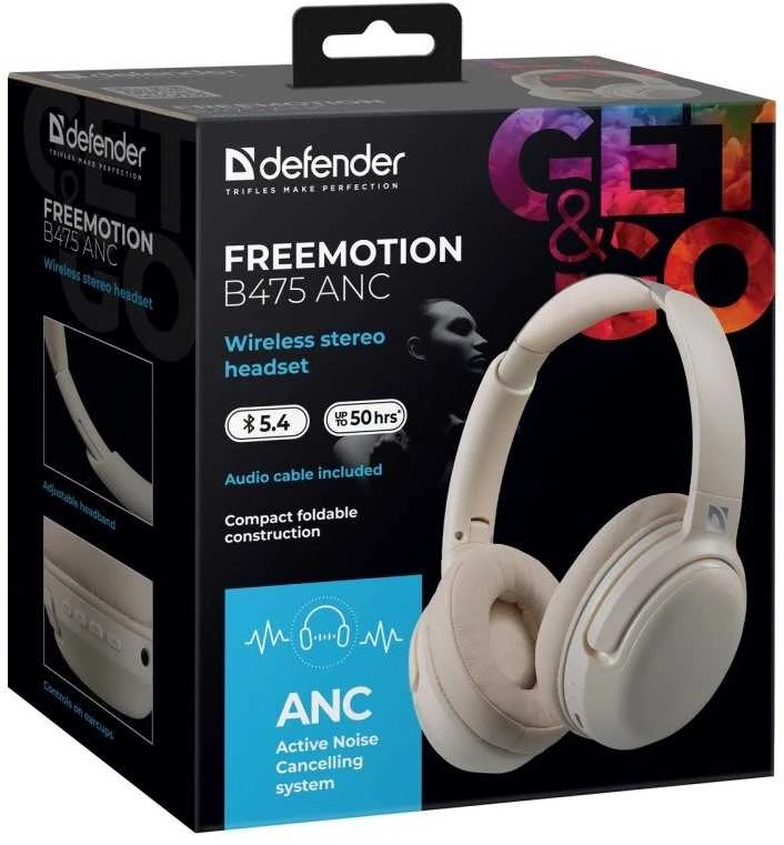 Ausinės DEFENDER BLUETOOTH FREEMOTION B475 ANC BEIGE