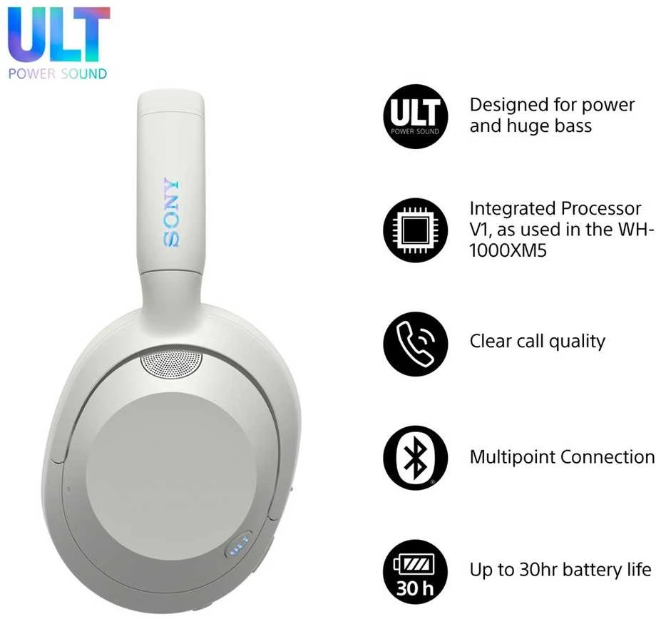 Sony WH-ULT900N belaidės ausinės, Baltos spalvos