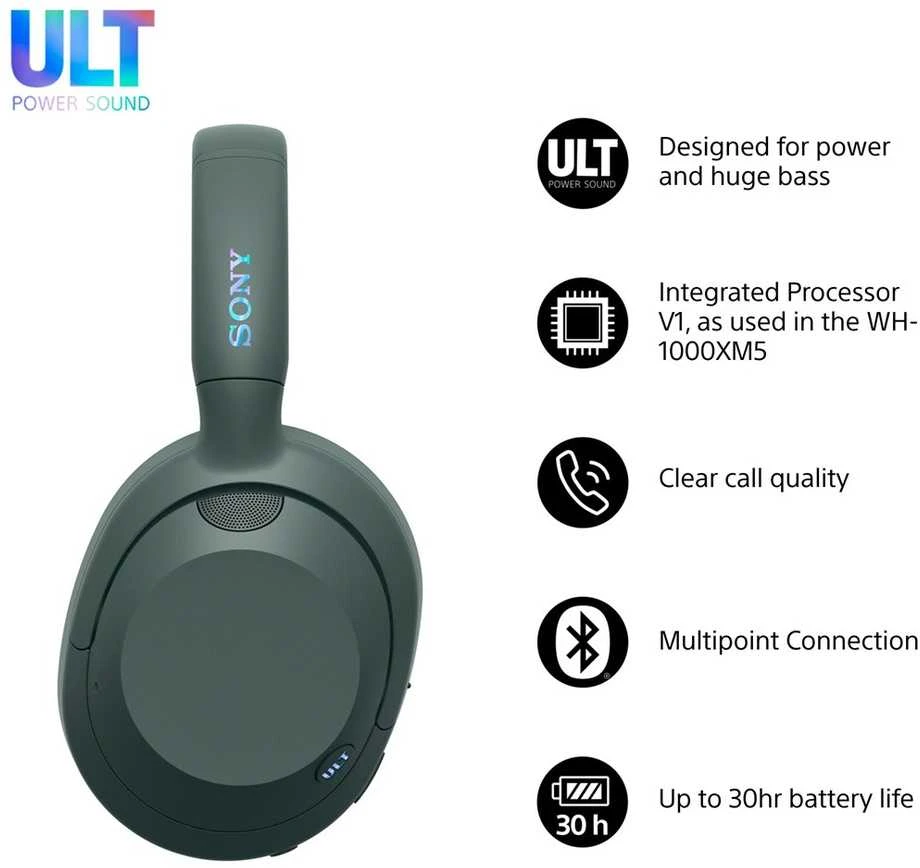 Sony WH-ULT900NB ausinės su funkcijų aprašymu