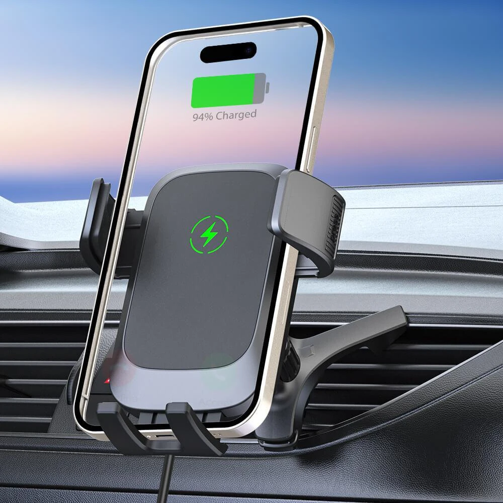 Belaidis automobilinis telefono įkroviklis ir laikiklis - EXTREME O-19W Qi 15 W Juodas
