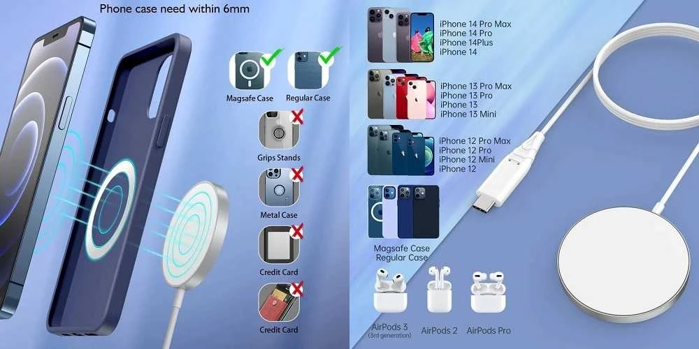 Belaidis įkroviklis CHOETECH, 15W, magnetinis, baltas