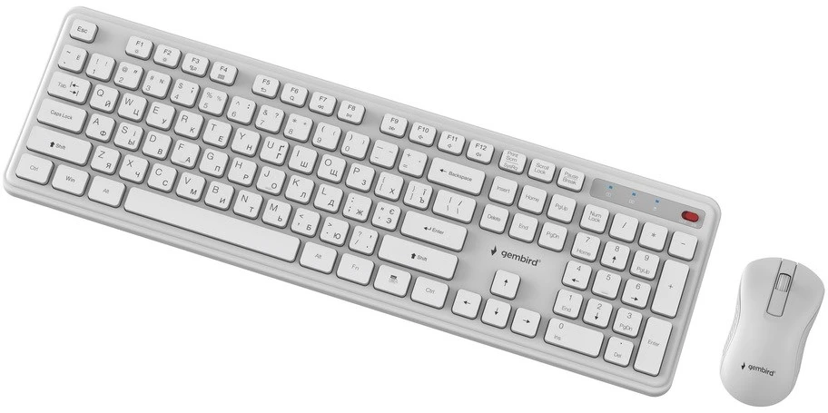 Gembird komplektas belaidis klaviatūra + pelė, Slim Pro Business na biurko,balta, układ RU