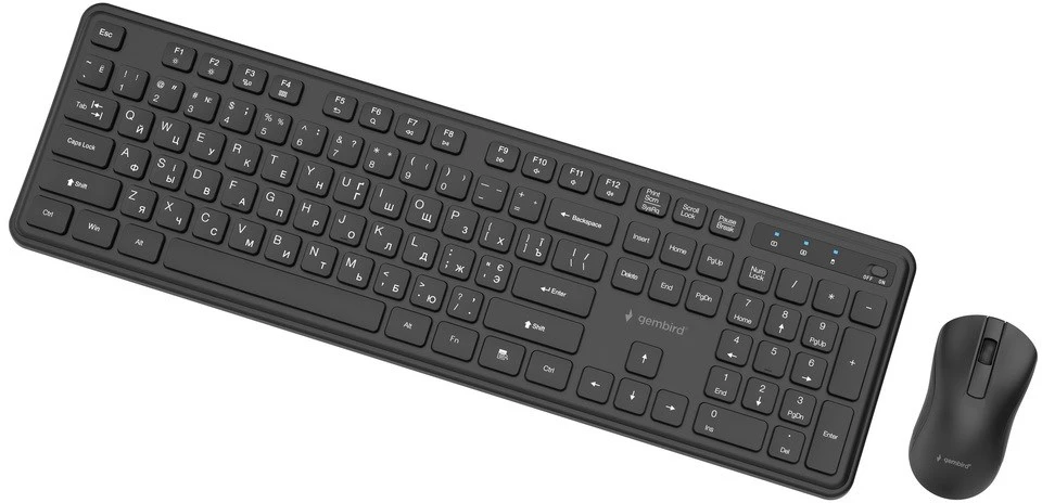 Gembird KBS-WPS-01-W Slim Pro Business wireless desktop set, juodas, RU išdėstymas