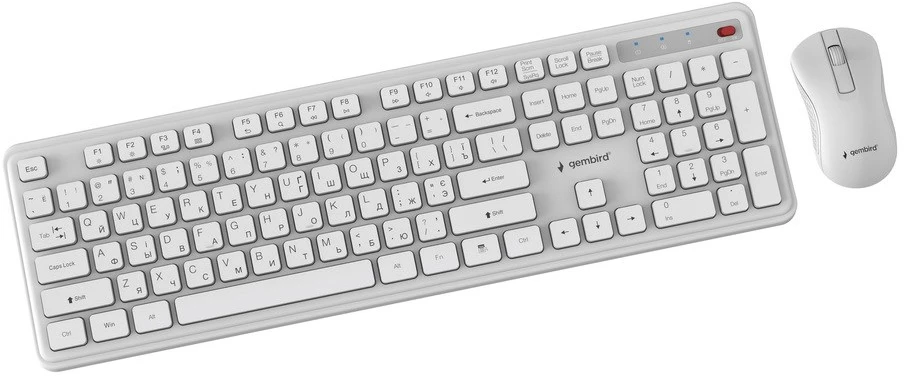 Gembird komplektas belaidis klaviatūra + pelė, Slim Pro Business na biurko,balta, układ RU