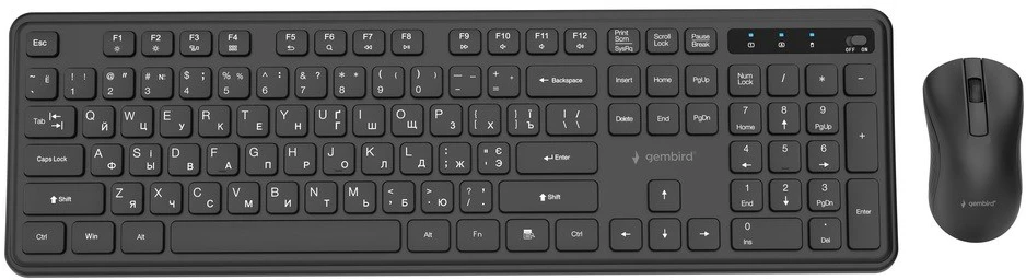 Gembird KBS-WPS-01-W Slim Pro Business wireless desktop set, juodas, RU išdėstymas
