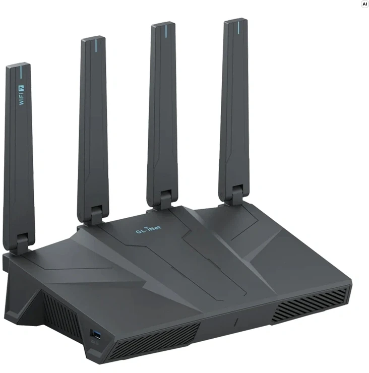 Belaidis maršrutizatorius - GL.iNet GL-BE6500 Wi‑Fi 7 maršrutizatorius 6 500 Mb/s 5×2,5G Ethernet USB 3.0