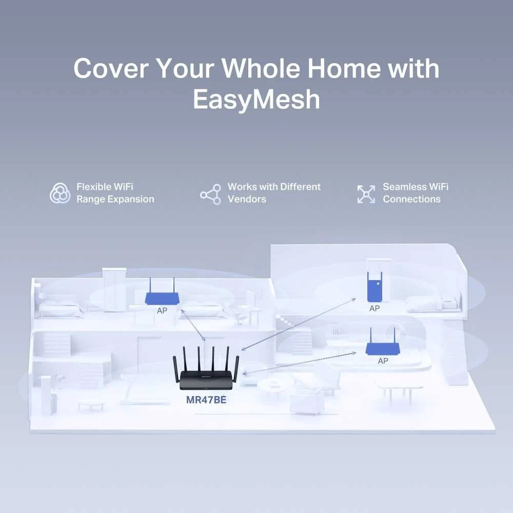 Mercusys BE9300 Tri-Band Wi-Fi 7 Maršrutizatorius | Mercusys
