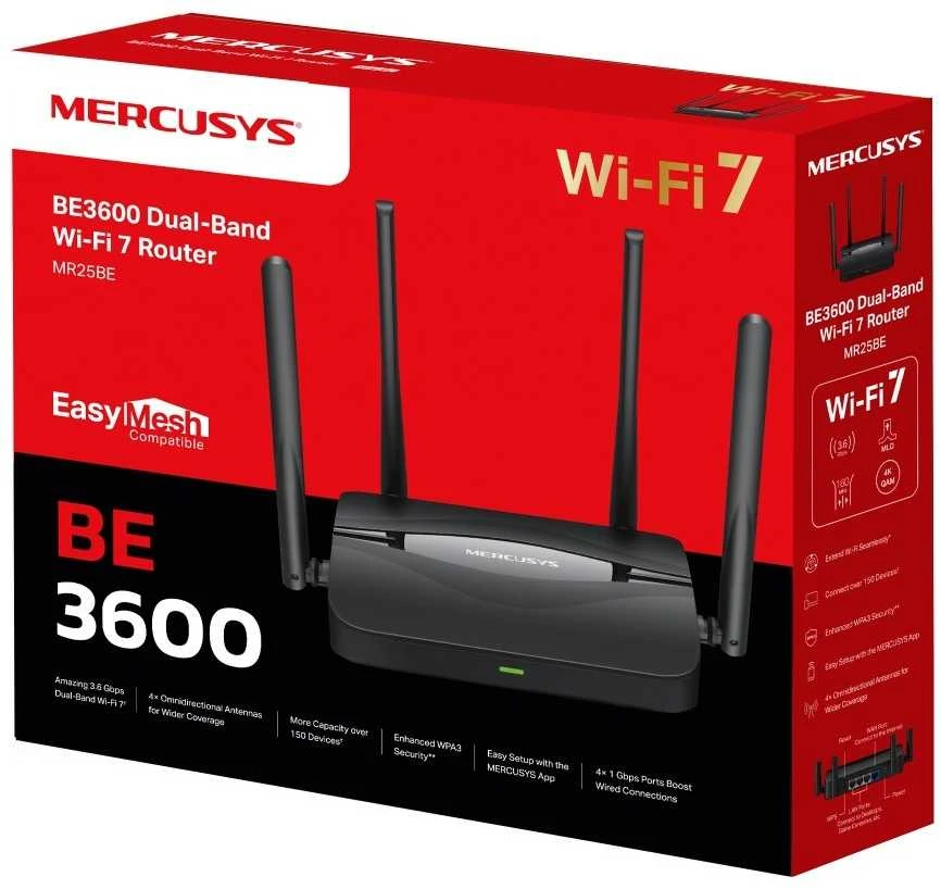 Mercusys MR25BE belaidis maršrutizatorius Gigabit Ethernet dviejų dažnių (2,4 GHz / 5 GHz) Juodas