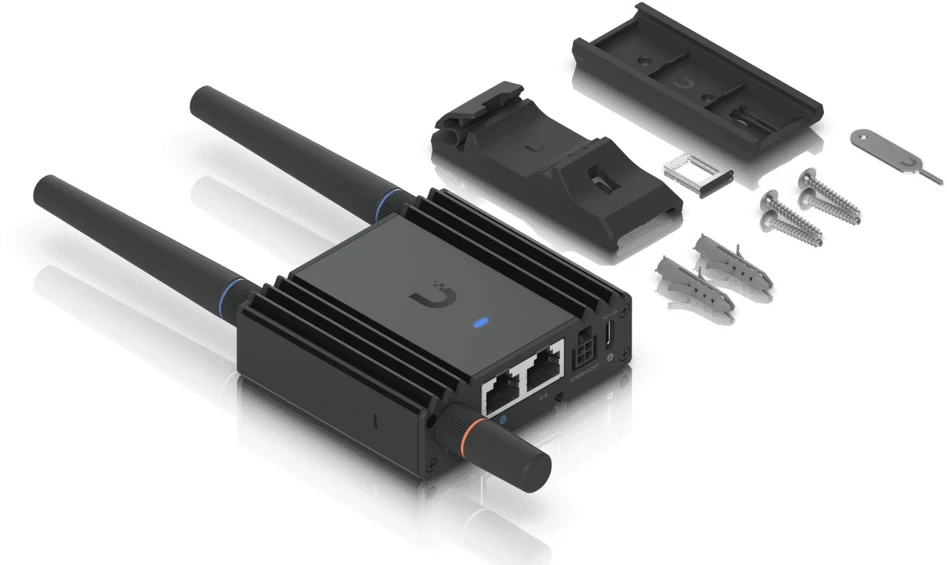 UBIQUITI ULTRAKOMPAKTIŠKAS VALDYMAS LTE MOBILUS MARŠRUTIŠAS, SKIRTAS IOT PROGRAMOSMS SU INTEGRUOTU LTE, LAIDINIU WAN, WIFI, AUTOMATINIU PERKLAIDU IR DC MAITINIMO ĮVESTIES PALAIMI