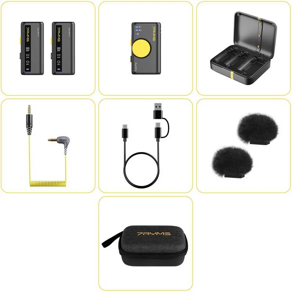 Belaidis Mikrofonas - 7Ryms DW10 Dviejų Kanalų USB-C 3.5mm Omni-Directional Juodas