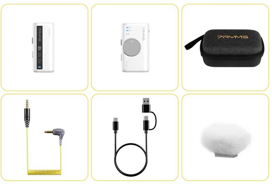 Belaidis Mikrofonas - 7Ryms iRay DW10 2.4 GHz Omnidirectional USB-C 3.5mm Baltas