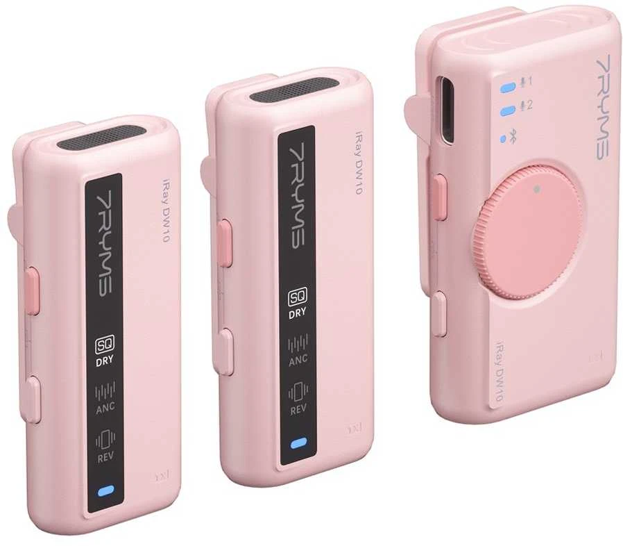 Belaidis Mikrofonas - 7Ryms iRay DW10 Dviejų Kanalų Imtuvas ir Siųstuvai 3.5mm USB-C Rožinė