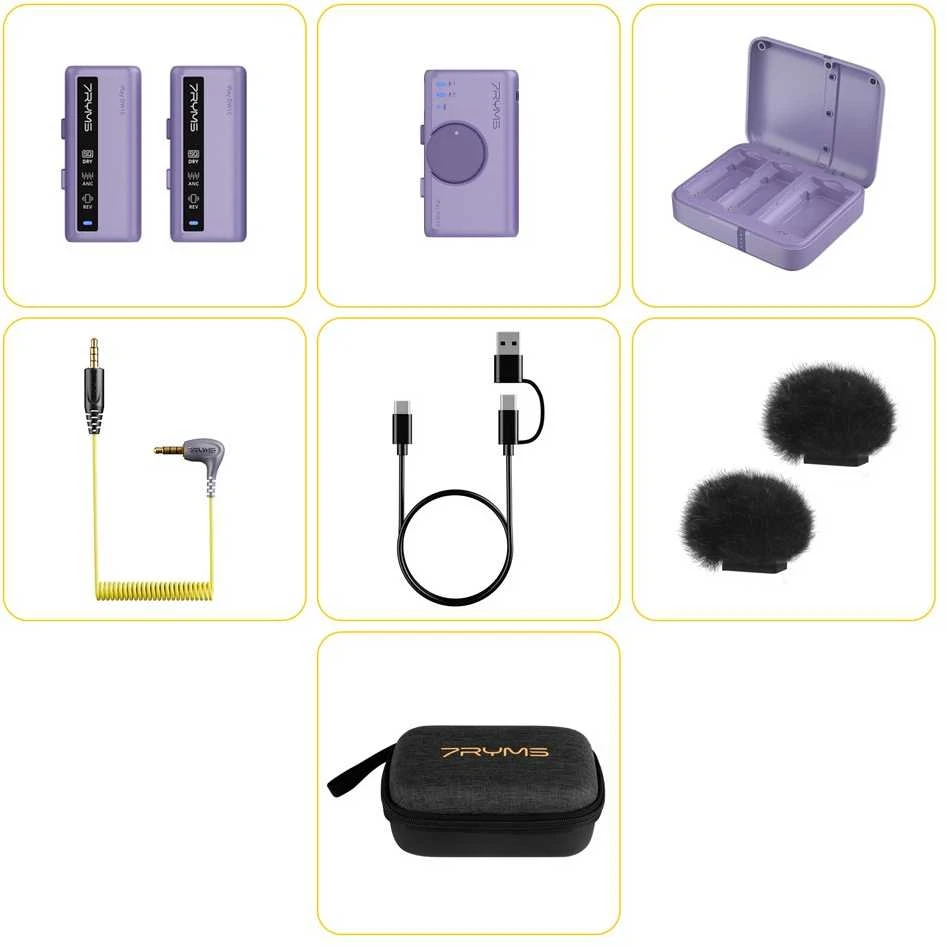 Belaidis Mikrofonas - 7Ryms iRay DW10 Dviejų Kanalų Imtuvas ir Siųstuvai Violetinė