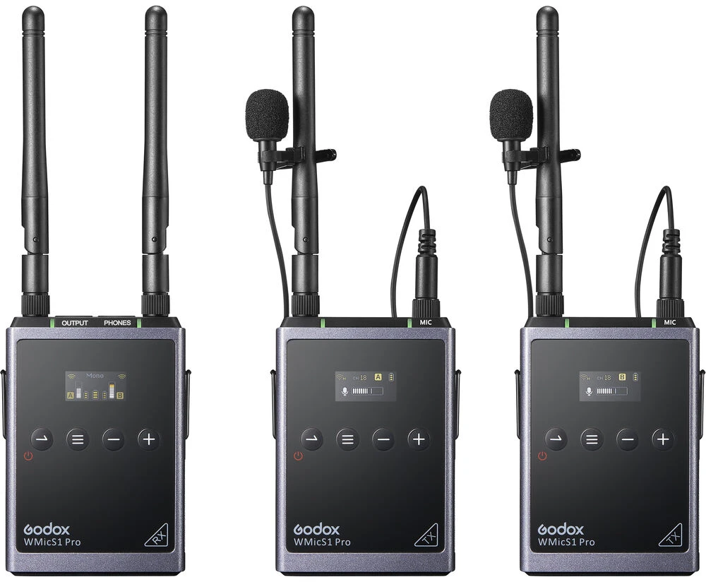 Belaidis mikrofonas - Godox WMicS1 Pro Kit 2 96 kanalų UHF sistema