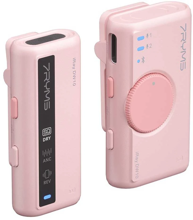 Belaidis Mikrofonas - iRay DW10 2.4 GHz, 100m atstumas, USB-C, 3.5mm, Omni-Directional, Rožinis