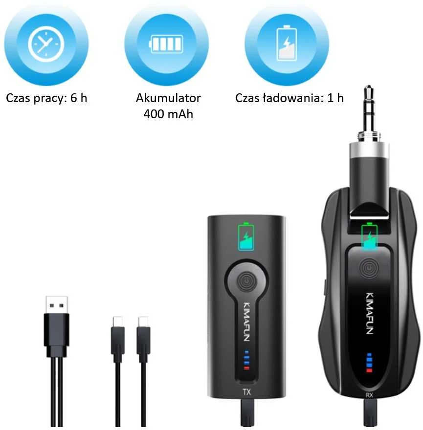 Belaidis Mikrofonas - KIMAFUN KM-G70-1 Dual Transmitters USB-C Įkraunamas