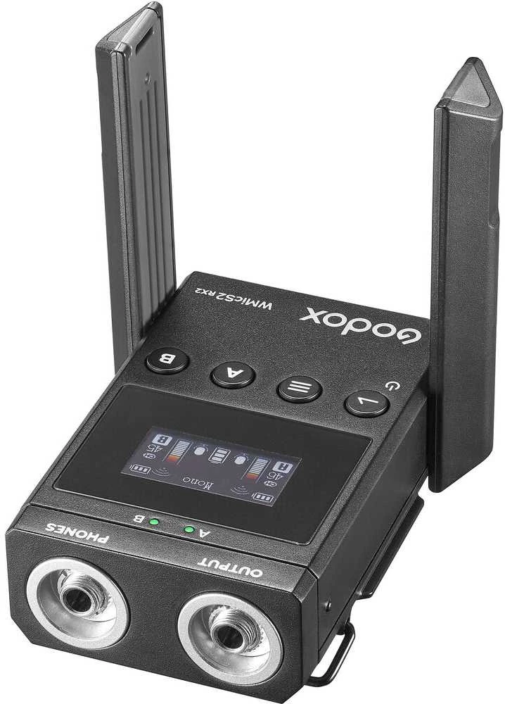 Belaidis mikrofono sistema - Godox WMicS2 Kit 1 UHF dvigubo kanalo imtuvas juodas