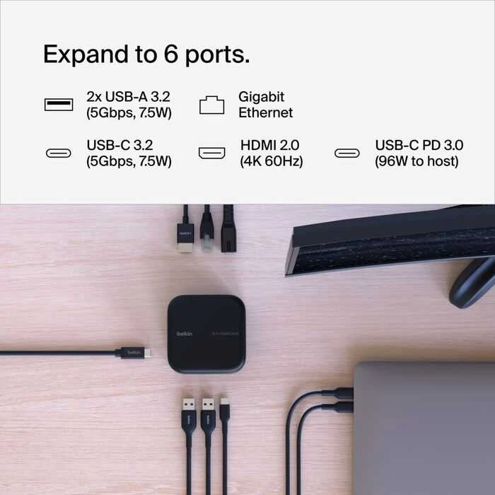 Belkin USB-C 6-IN-1 jungčių stotelė/dokas 130W