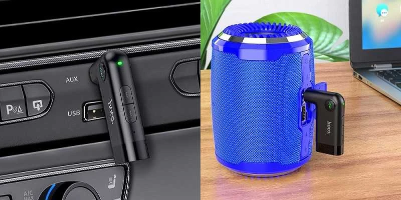 Laisvų Rankų Imtuvas Adapteris Automobiliui belaidis Hoco E53 AUX juodas
