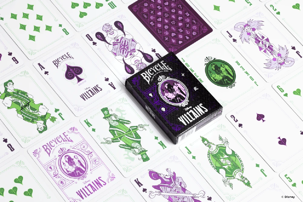 Bicycle Disney Villains Žaidimo Kortos (Violetinės)