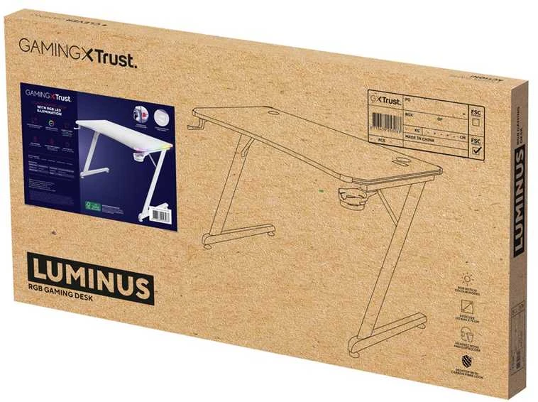 TRUST GXT 709W LUMINUS RGB žaidimų stalas (baltas)