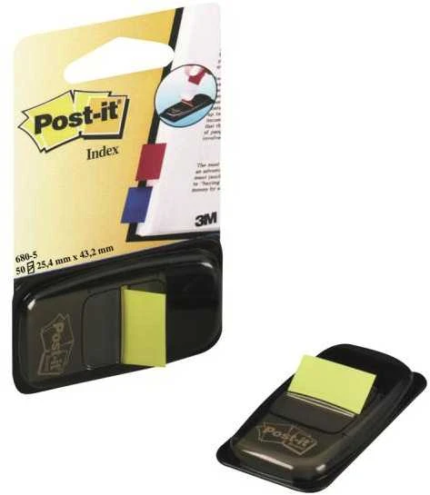 3M Lipnūs žymekliai Post-it, 25,4 x 43,2 mm, 50 lapelių, geltona