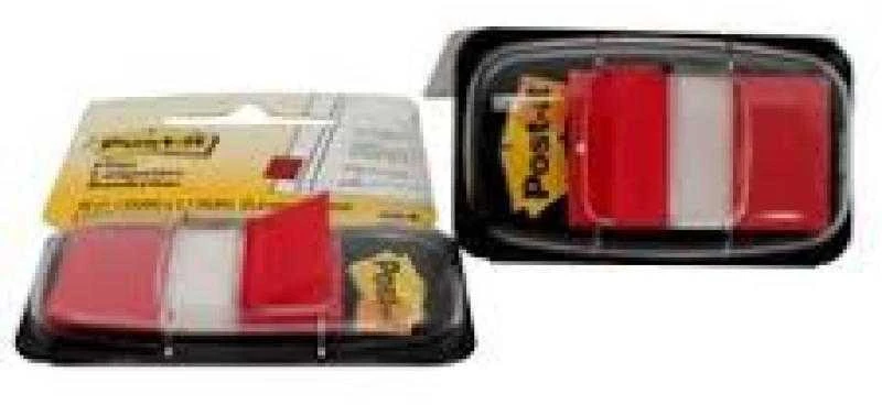 Plastikiniai žymekliai Post-it, 25x43mm, 50vnt., raudonos spalvos
