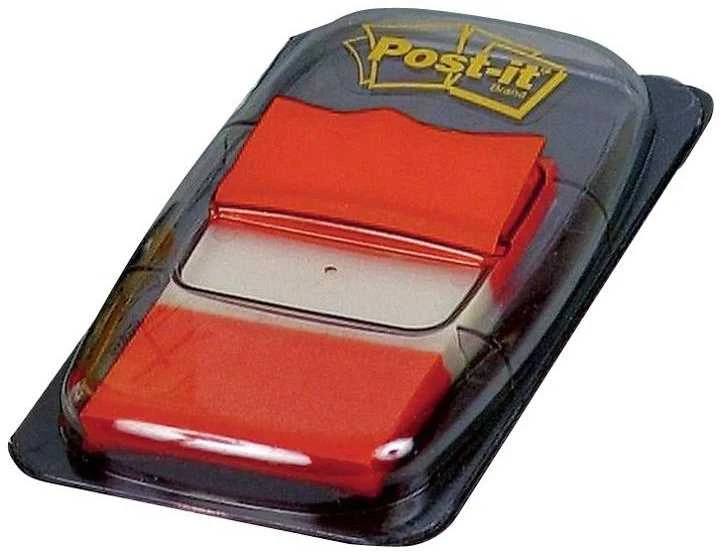 Plastikiniai žymekliai Post-it, 25x43mm, 50vnt., raudonos spalvos