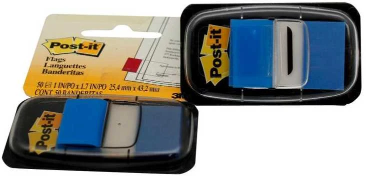 3M Lipnūs žymekliai POST-IT, 25,4 x 43,2 mm, 50 lapelių, mėlyna