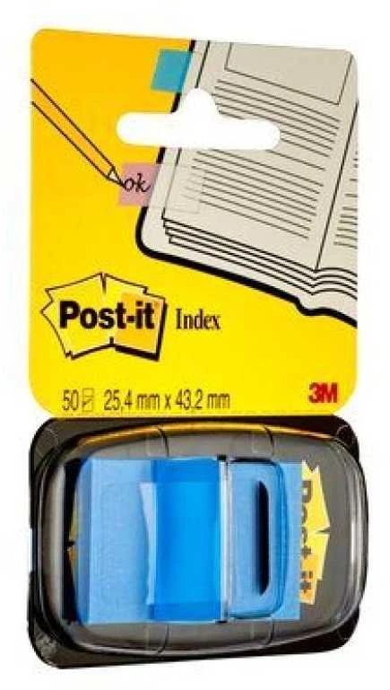 3M Lipnūs žymekliai POST-IT, 25,4 x 43,2 mm, 50 lapelių, mėlyna