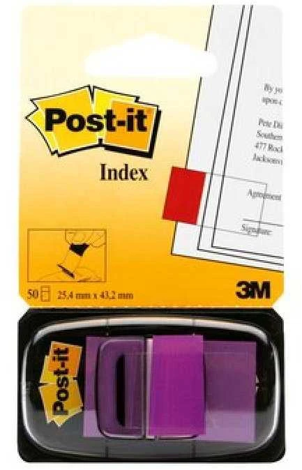 Plastikiniai žymekliai Post-it. 25x43mm. 50vnt..violetinės spalvos