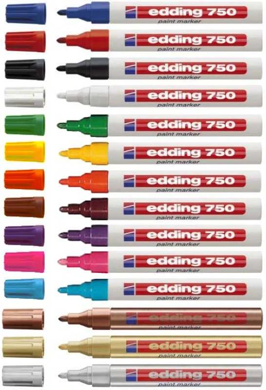 Žymeklis Edding 750 lako pagrindu, apvaliu galiuku, 2-4mm, sidabrinės spalvos