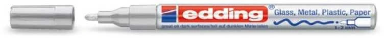 Žymeklis Edding 751 lako pagrindu, apvaliu galiuku, 1-2mm, sidabrinės spalvos
