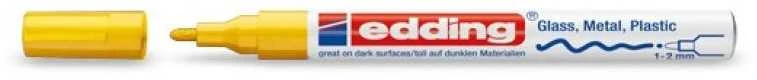 Žymeklis Edding 751 lako pagrindu, apvaliu galiuku, 1-2mm, geltonos spalvos
