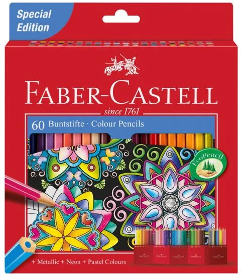 Spalvoti pieštukai Faber-Castell Castle, 60 spalvų