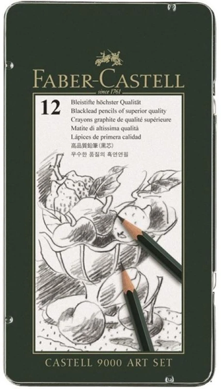 Pieštukai eskizavimui Faber-Castell 9000 Art Set, 8B-2H, 12vnt.