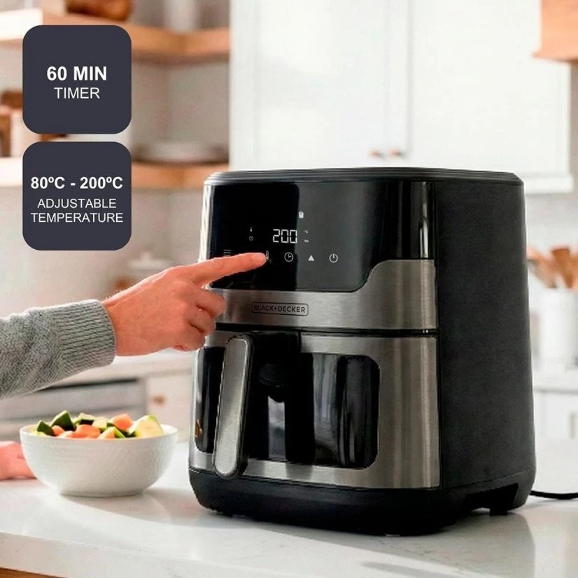 Gruzdintuvė Black & Decker juodas+decker Juodas & Decker BXAF8001E 1700 W 8 L oil-free deep fryer, juodas
