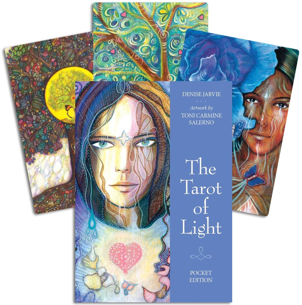 Blue Angel Mėlyna Angel Kolekcionuojamos Kortelės - The Tarot of Light Pocket Edition 78 Cards, Instruction Manual, Mėlyna Angel