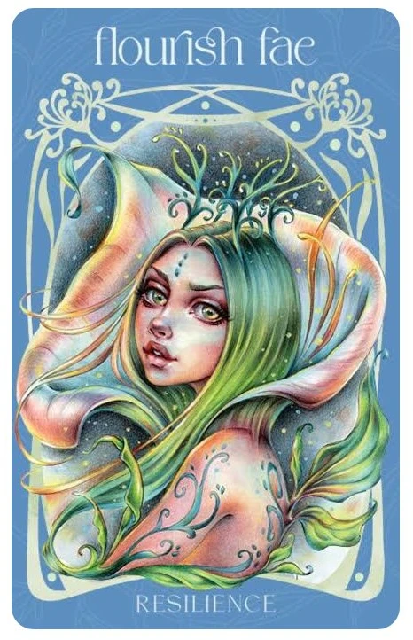 KNYGA Blue Angel Mėlyna Angel Orakulo kortų kaladė - Mėlyna Angel Enchanted Garden 44 kortų rinkinys