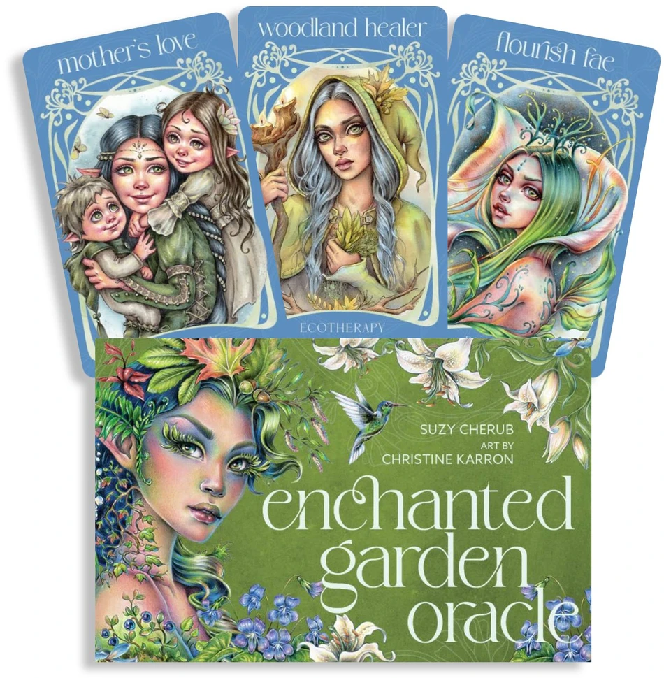 KNYGA Blue Angel Mėlyna Angel Orakulo kortų kaladė - Mėlyna Angel Enchanted Garden 44 kortų rinkinys