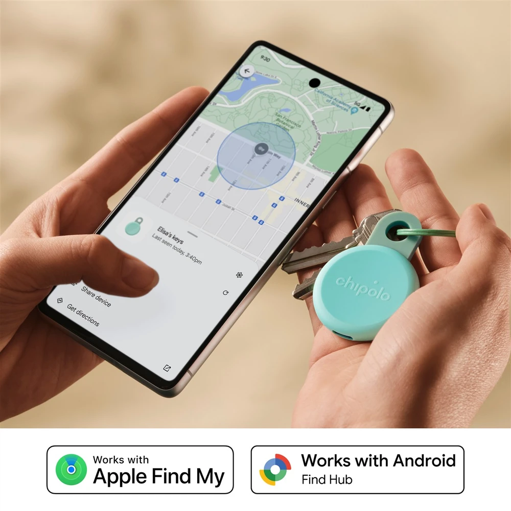 „Chipolo LOOP“ – įkraunamas „Bluetooth“ sekiklis su silikonine kilpa, skirtas „iOS“ ir „Android“, mėtų spalvos