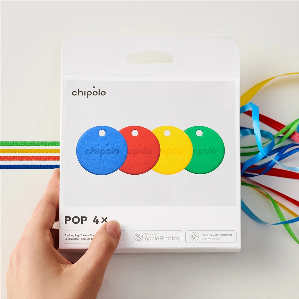 Bluetooth Sekiklis - Chipolo POP 4 Vnt. Raudona Mėlyna Geltona Žalia