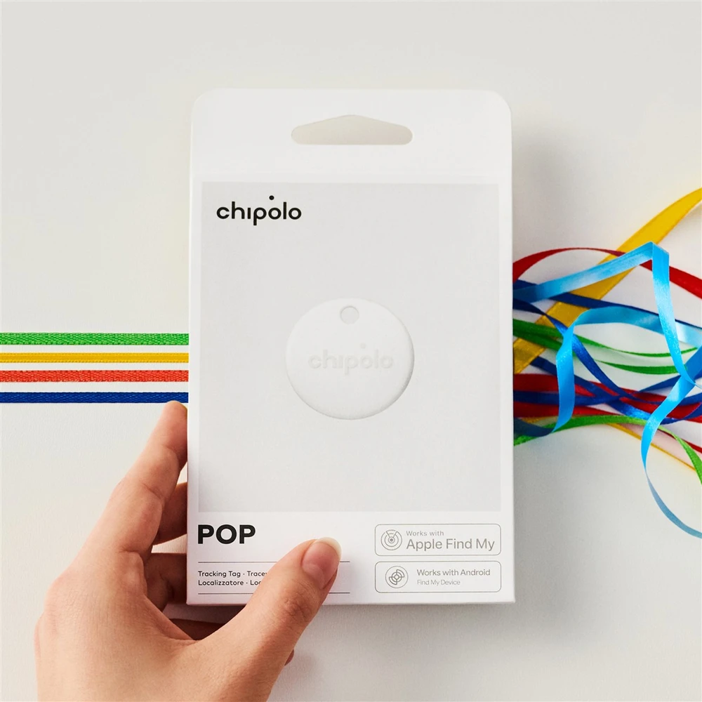 Chipolo POP – „Bluetooth“ sekiklis su keičiama baterija, skirtas „iOS“ ir „Android“, „Baltas“
