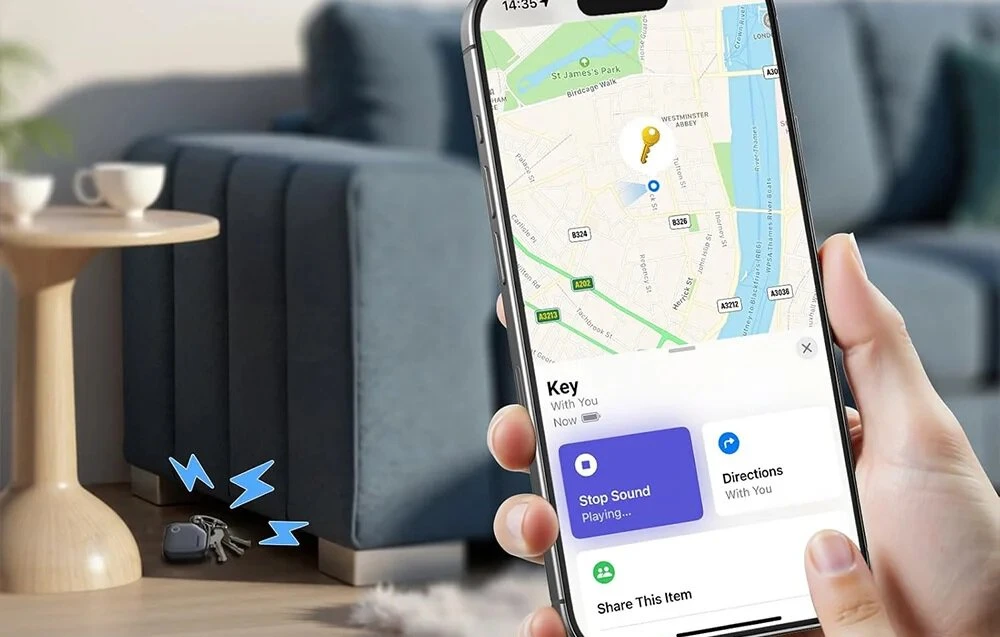 Bluetooth Sekiklis - UGREEN CM919 SmartFinder, 10m Nuotolis, USB-C Įkraunamas, Balta