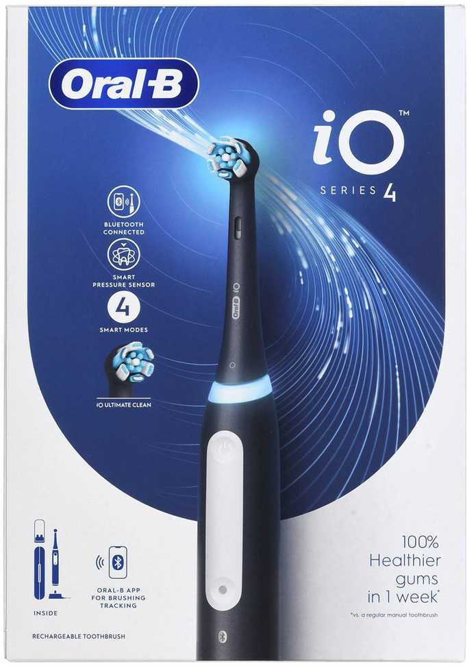 Elektrinis dantų šepetėlis Oral-B iO Series 4, juodos spalvos