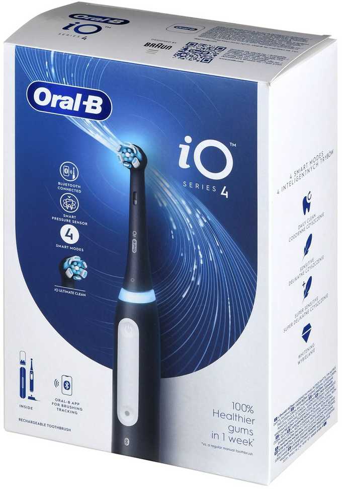 Elektrinis dantų šepetėlis Oral-B iO Series 4, juodos spalvos