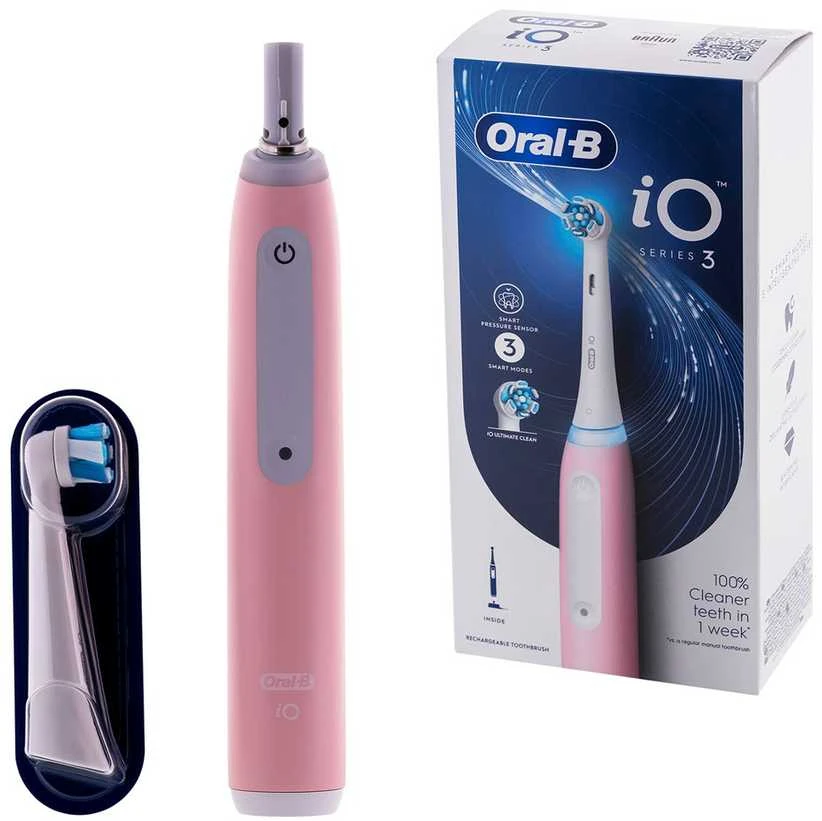 Oral-B | Elektrinis dantų šepetėlis | iO3 Series | Įkraunamas | Suaugusiems | Šepetėlių skaičius galvutės įeina 1 | Number of teeth brushing modes 3 | Blush Rožinė