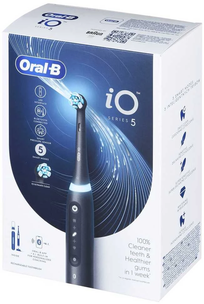 Braun iOG5.1B6.2DK Oral-B iO5 Elektrinis Dantų Šepetėlis Matt Juodas